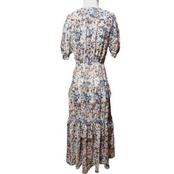 ULLA JOHNSON  Gardenia Delphine Floral Tiered Ruffled Dress Boho Party Size 2 - Picture 6 of 14